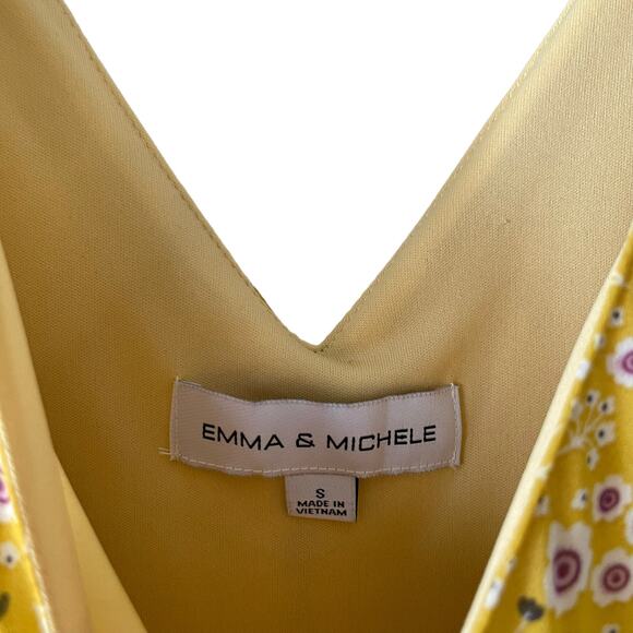 Emma & Michele Women's Size Small Yellow Floral Flutter Sleeve Maxi Dress - Picture 5 of 9
